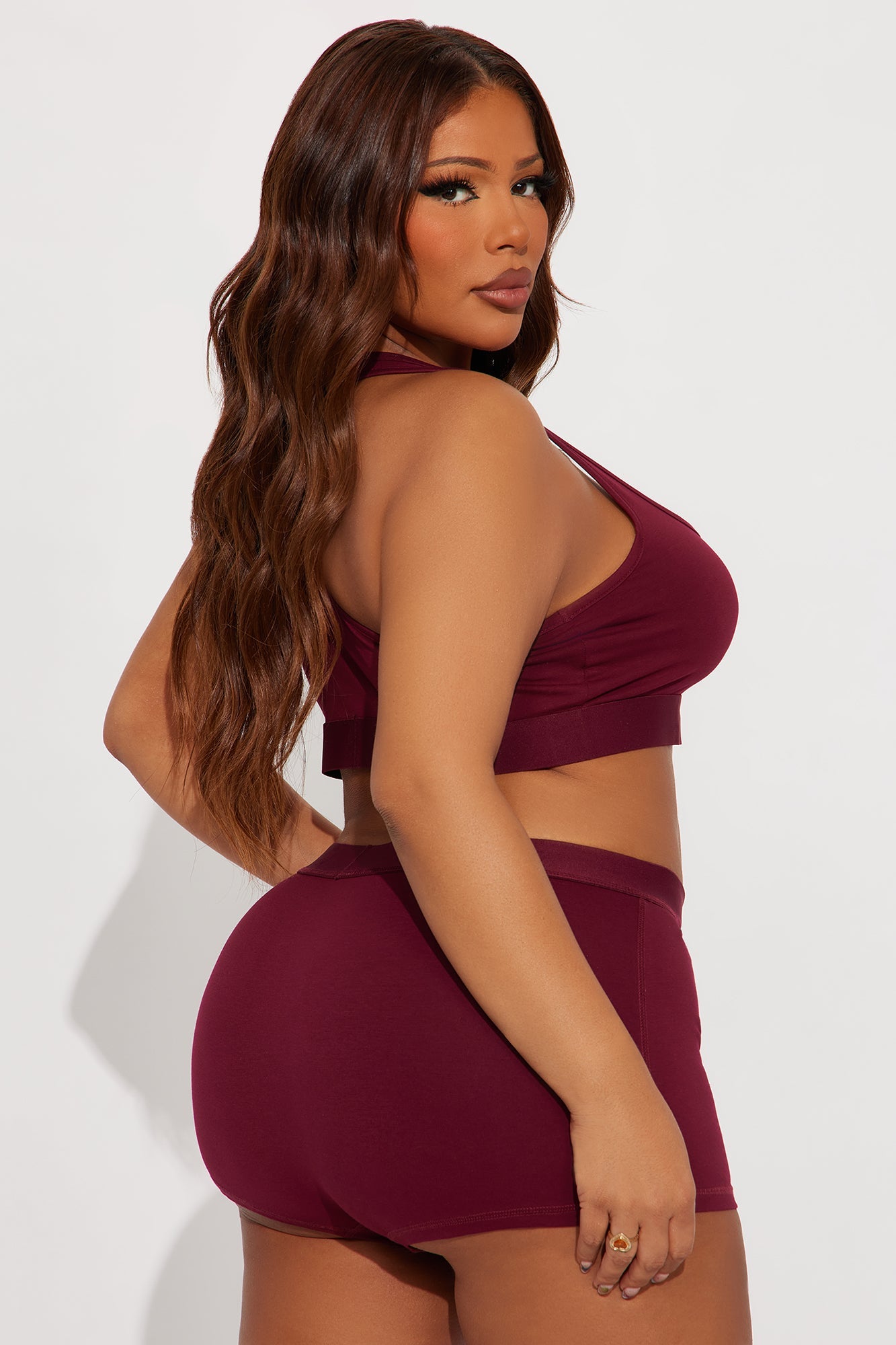 FN Mood Scoop Neck Racerback Cotton Bra - Wine