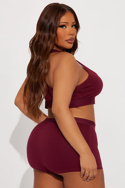FN Mood Scoop Neck Racerback Cotton Bra - Wine