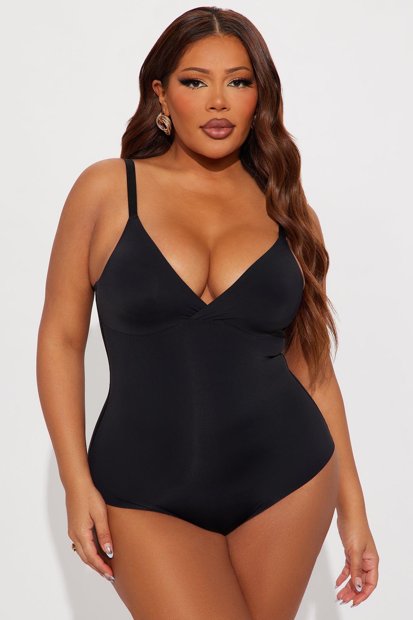 What Waist Medium Compression Shapewear Bodysuit - Black