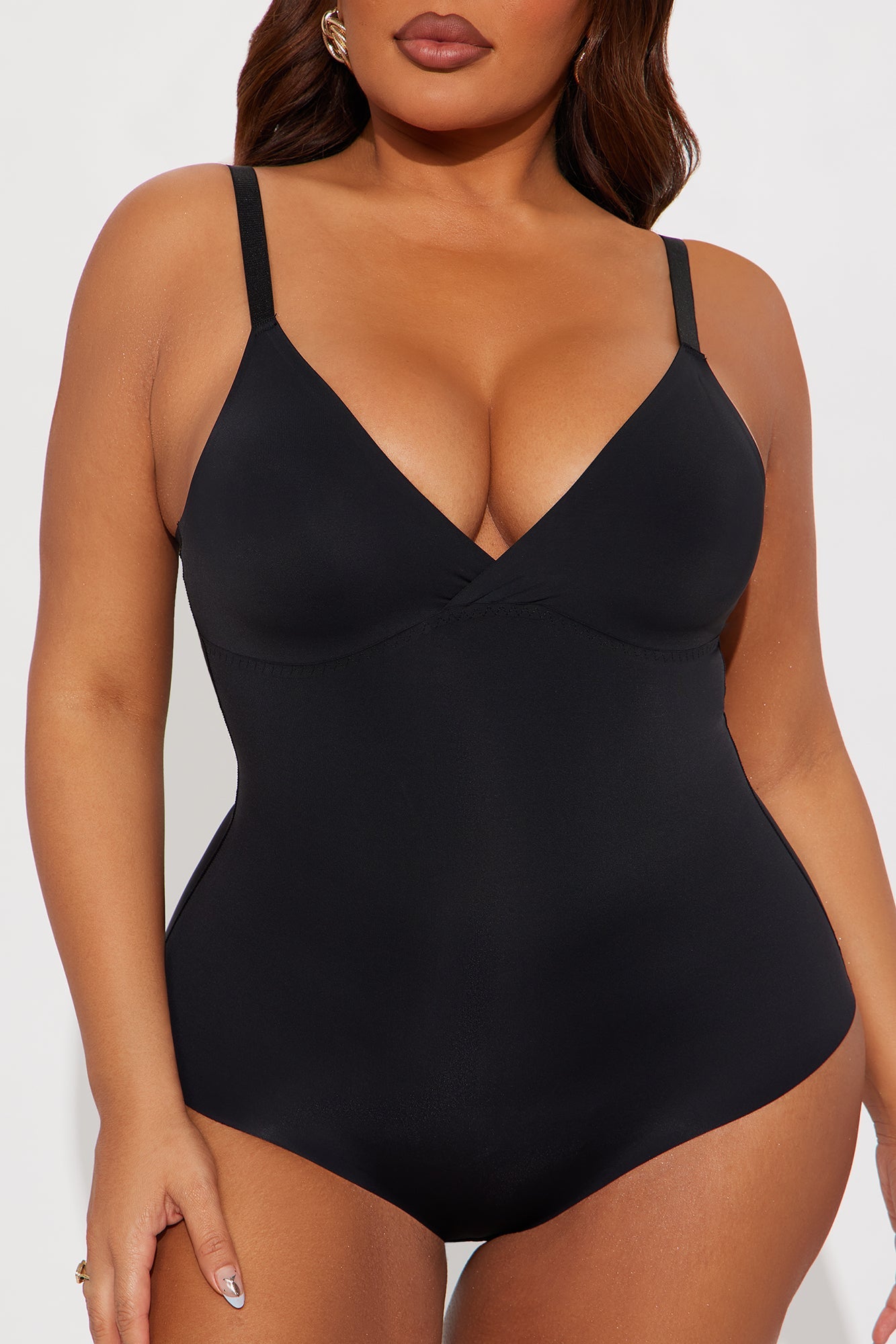 What Waist Medium Compression Shapewear Bodysuit - Black
