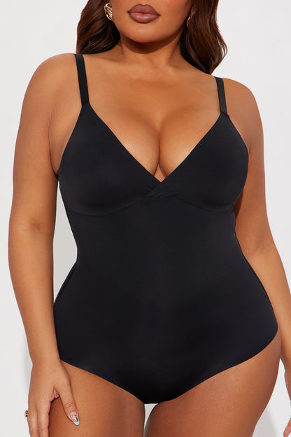 What Waist Medium Compression Shapewear Bodysuit - Black