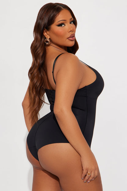 What Waist Medium Compression Shapewear Bodysuit - Black