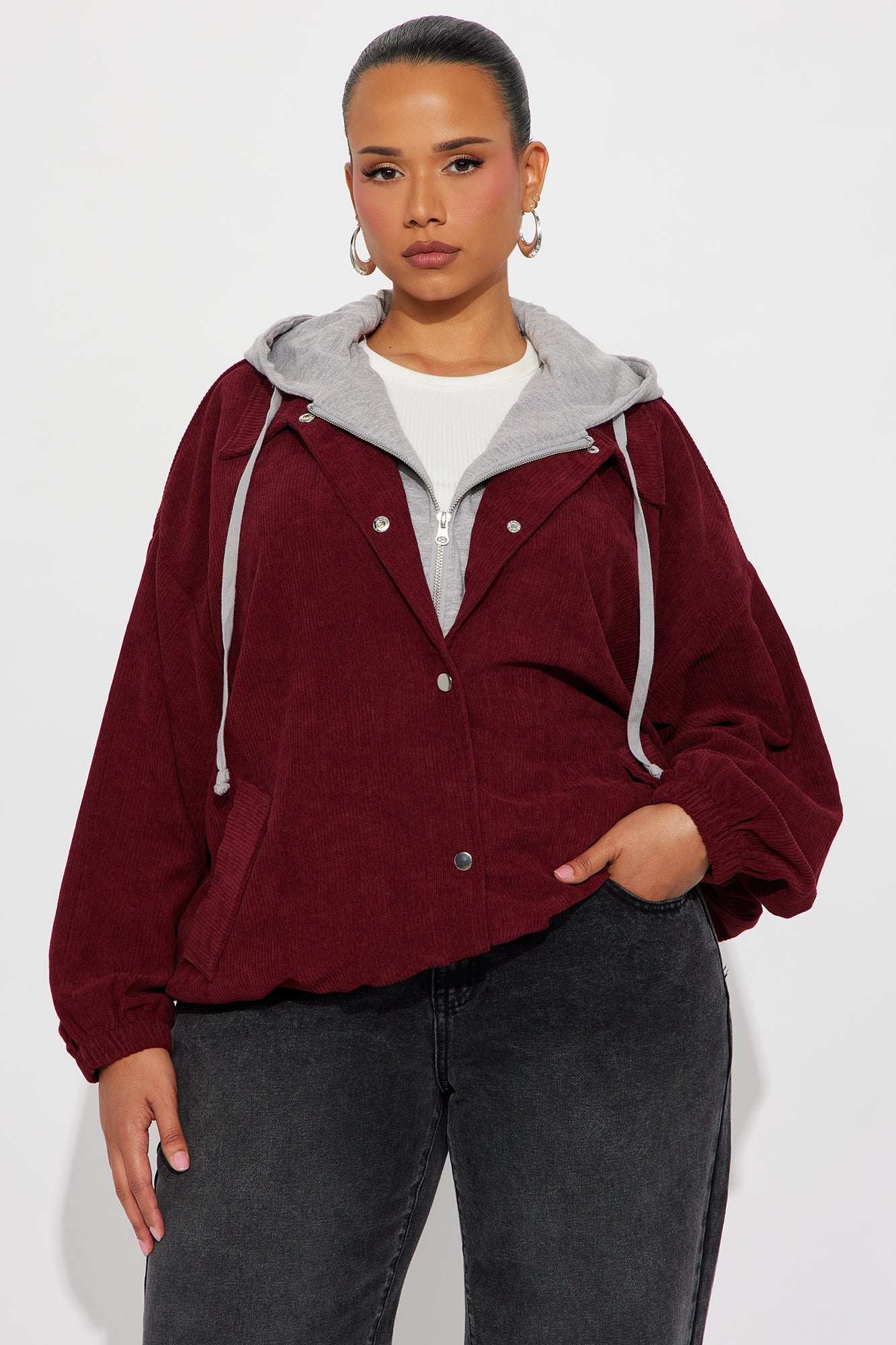 Hanging With The Boys Corduroy Jacket - Burgundy