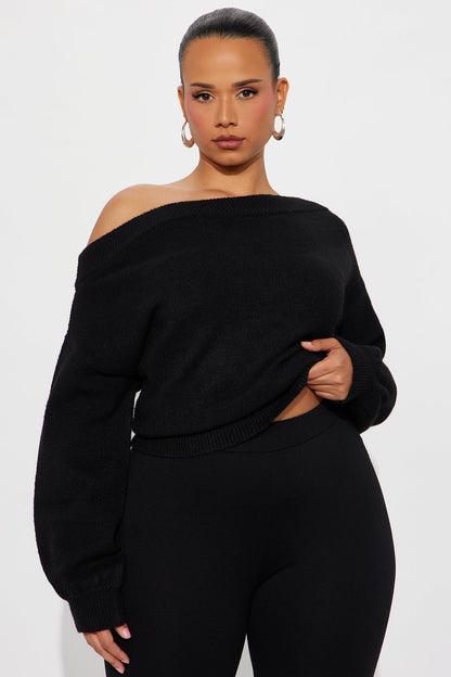 Dany Off Shoulder Sweater - Black