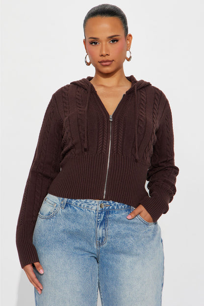 Everyday Thing Cable Knit Sweater - Chocolate