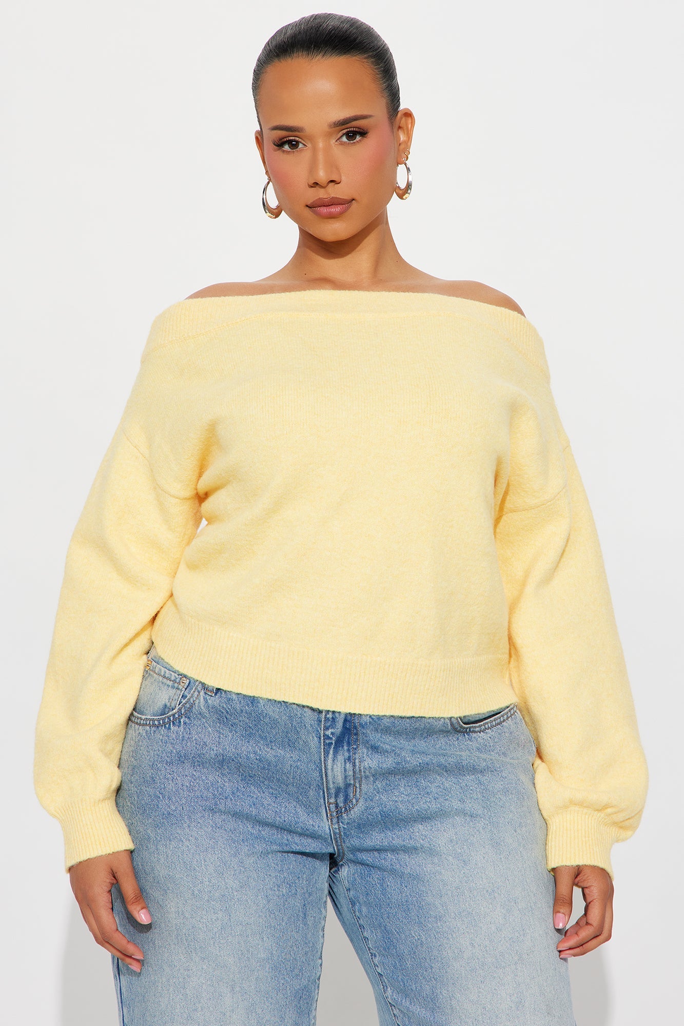 Dany Off Shoulder Sweater - Butter Yellow