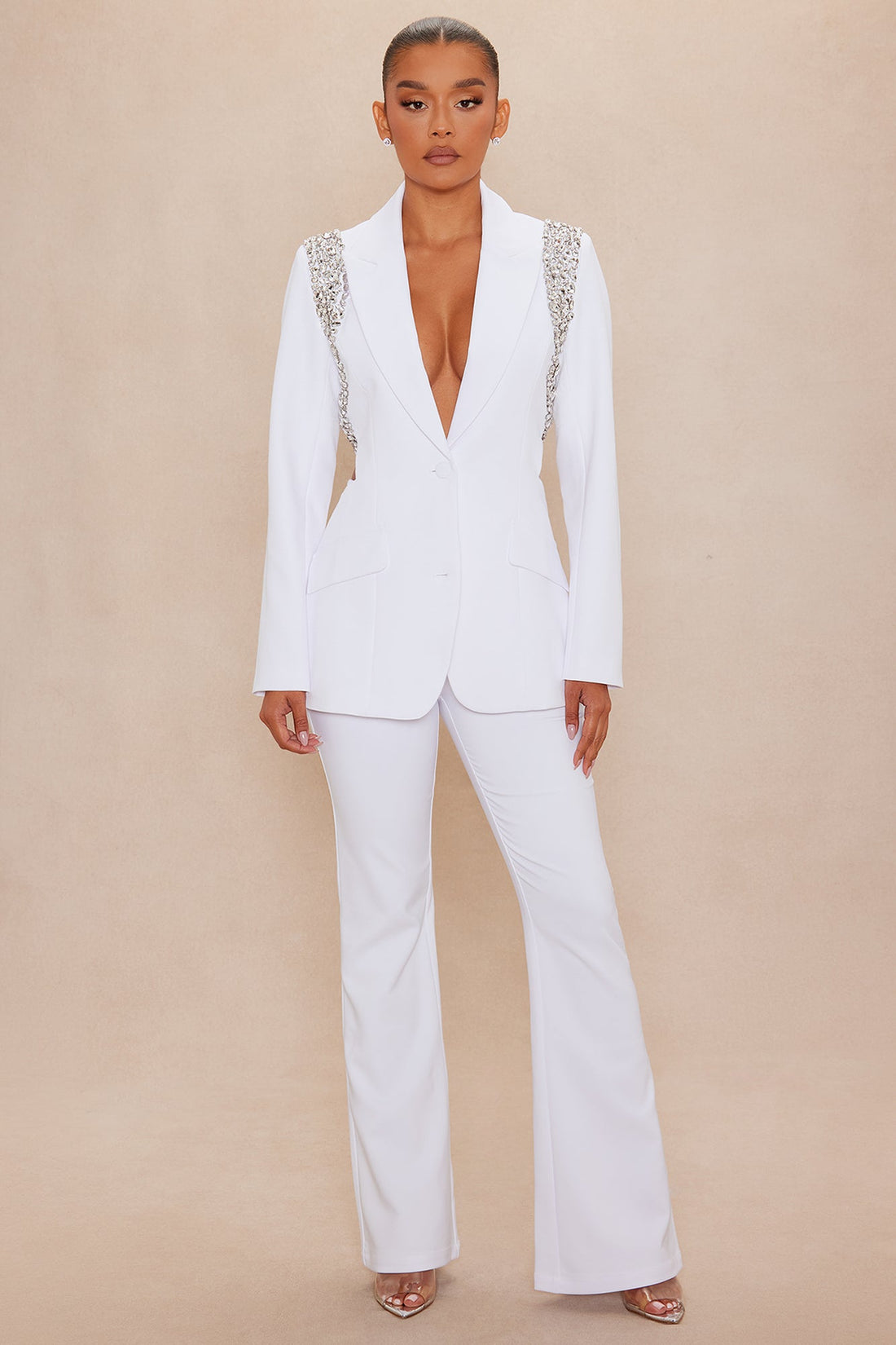 Claire Embellished Suit Set - White