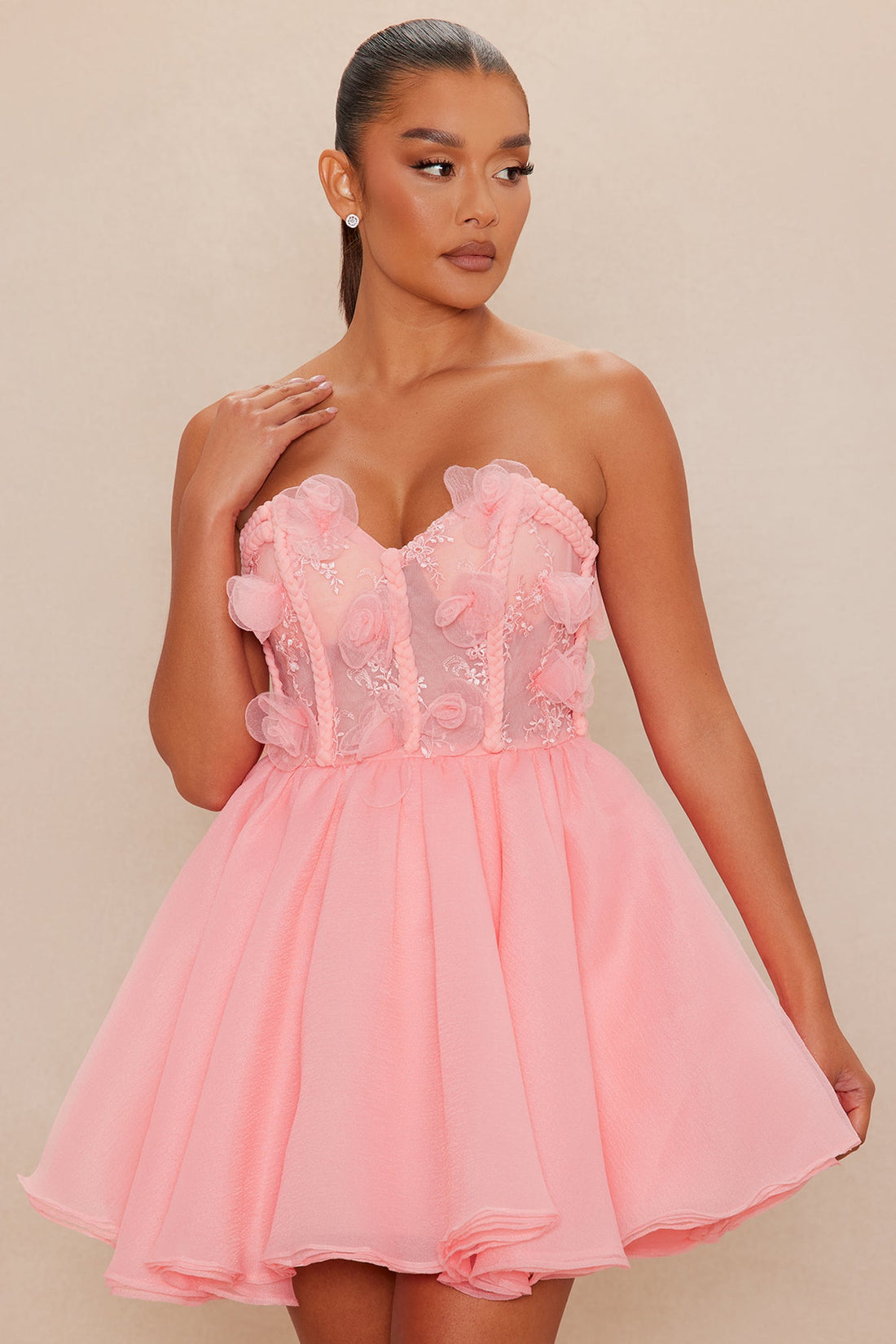 Roselyn Tulle Mini Dress - Pink