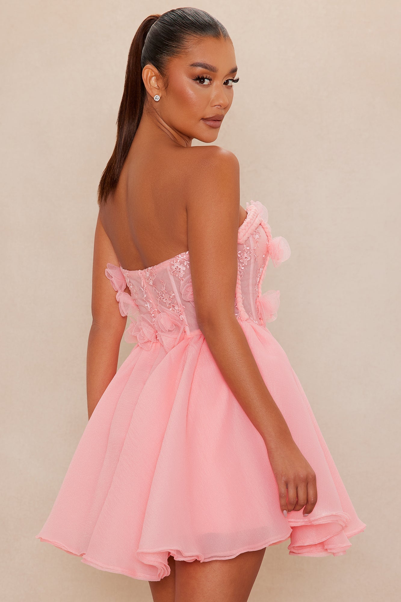 Roselyn Tulle Mini Dress - Pink