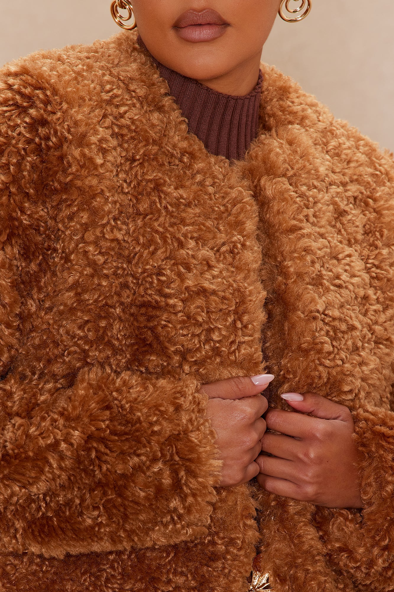 Arden Sherpa Fur Jacket - Camel