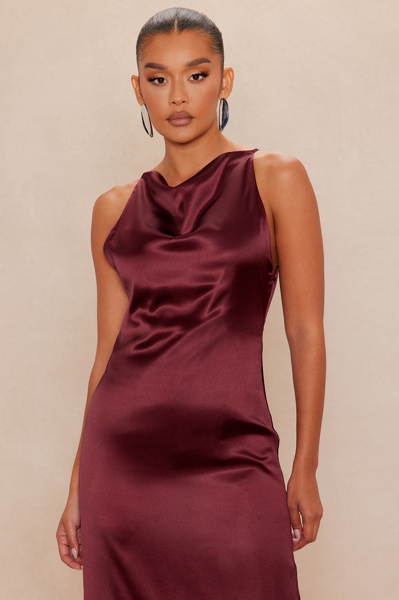 Ceile Fringe Satin Pant Set - Burgundy
