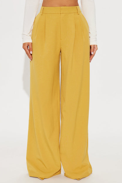 Cynthia Wide Leg Trouser Pant 33″ - Mustard