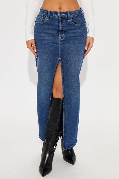 Nicole Denim Maxi Skirt - Dark Wash