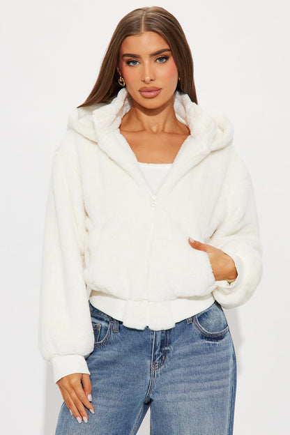 Warm Cuddles Faux Fur Jacket - White