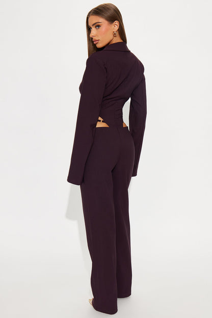 Perla Long Sleeve Jumpsuit - Eggplant
