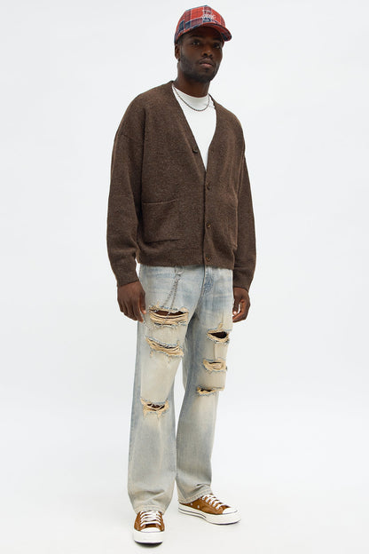Cropped Harbor Ash Cardigan - Brown