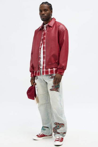 Barrel Patched Tapestry Jeans - Light Blue Wash