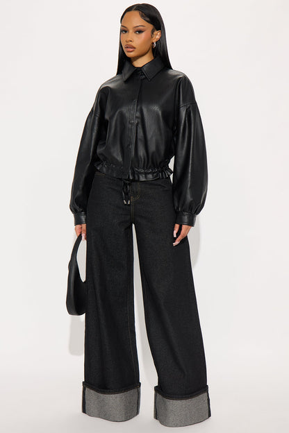 On The Move Faux Leather Jacket - Black