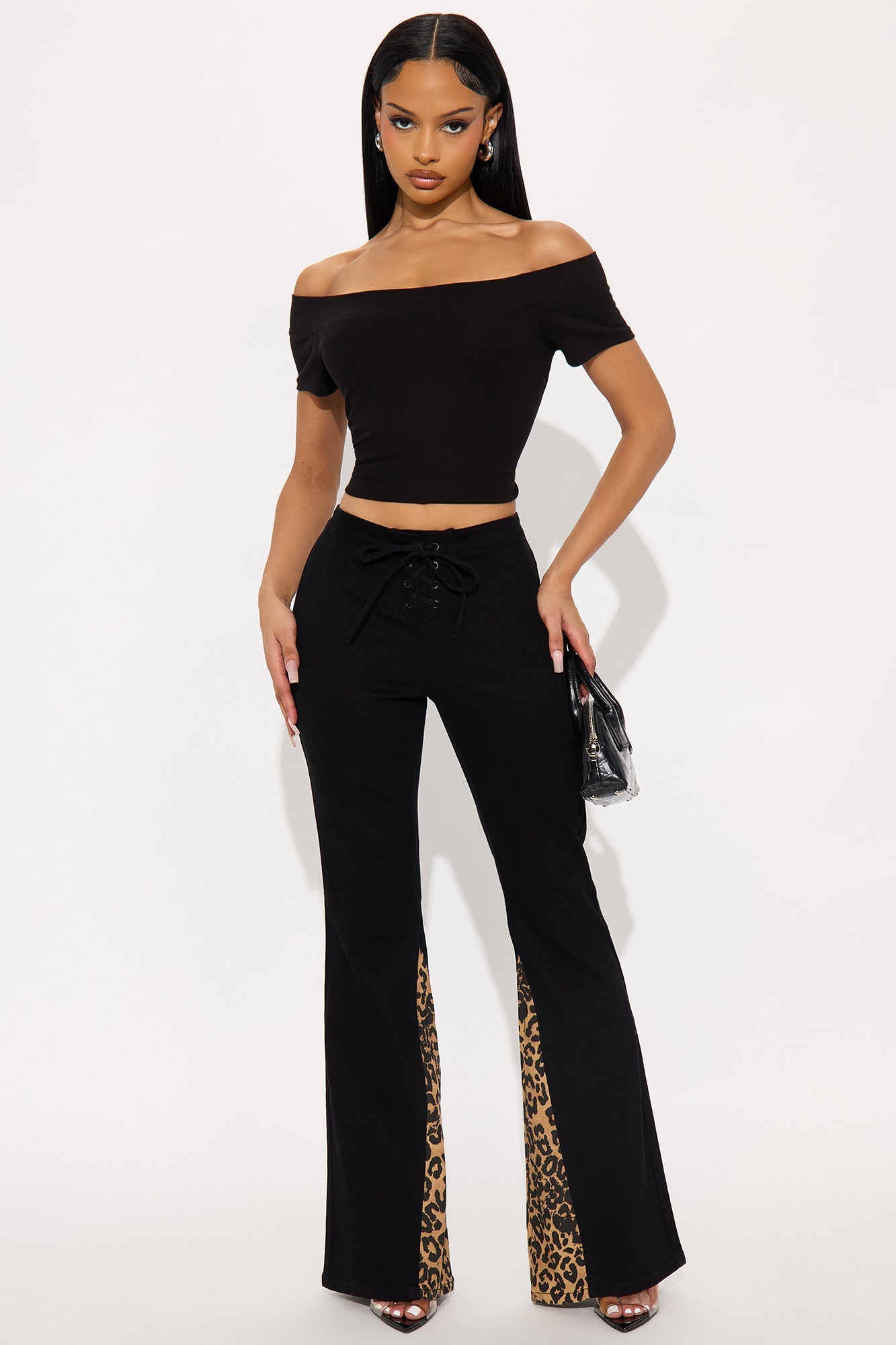 Not Too Serious Flare Pants - Black/combo