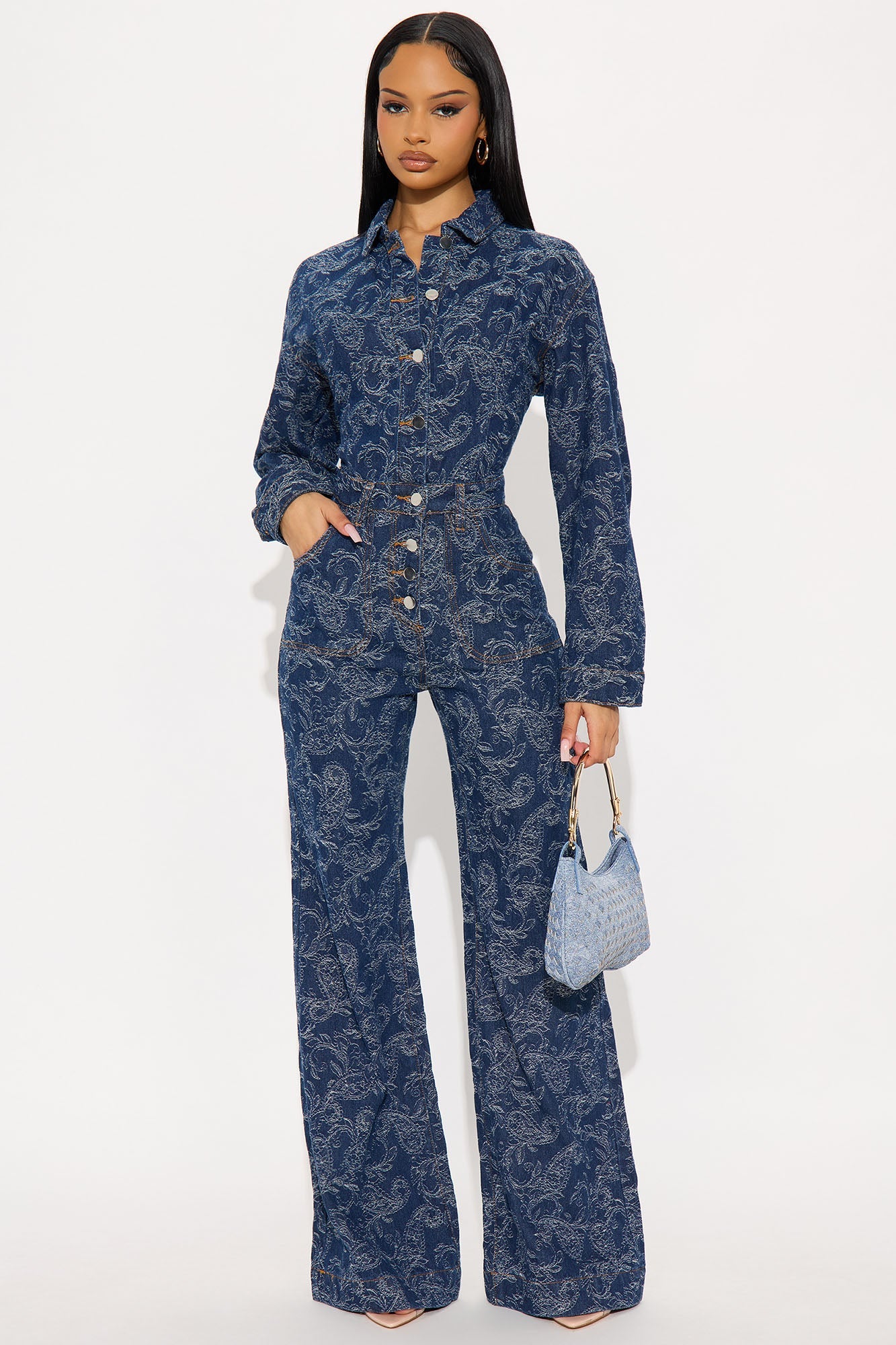 Adeline Denim Flare Jumpsuit - Denim