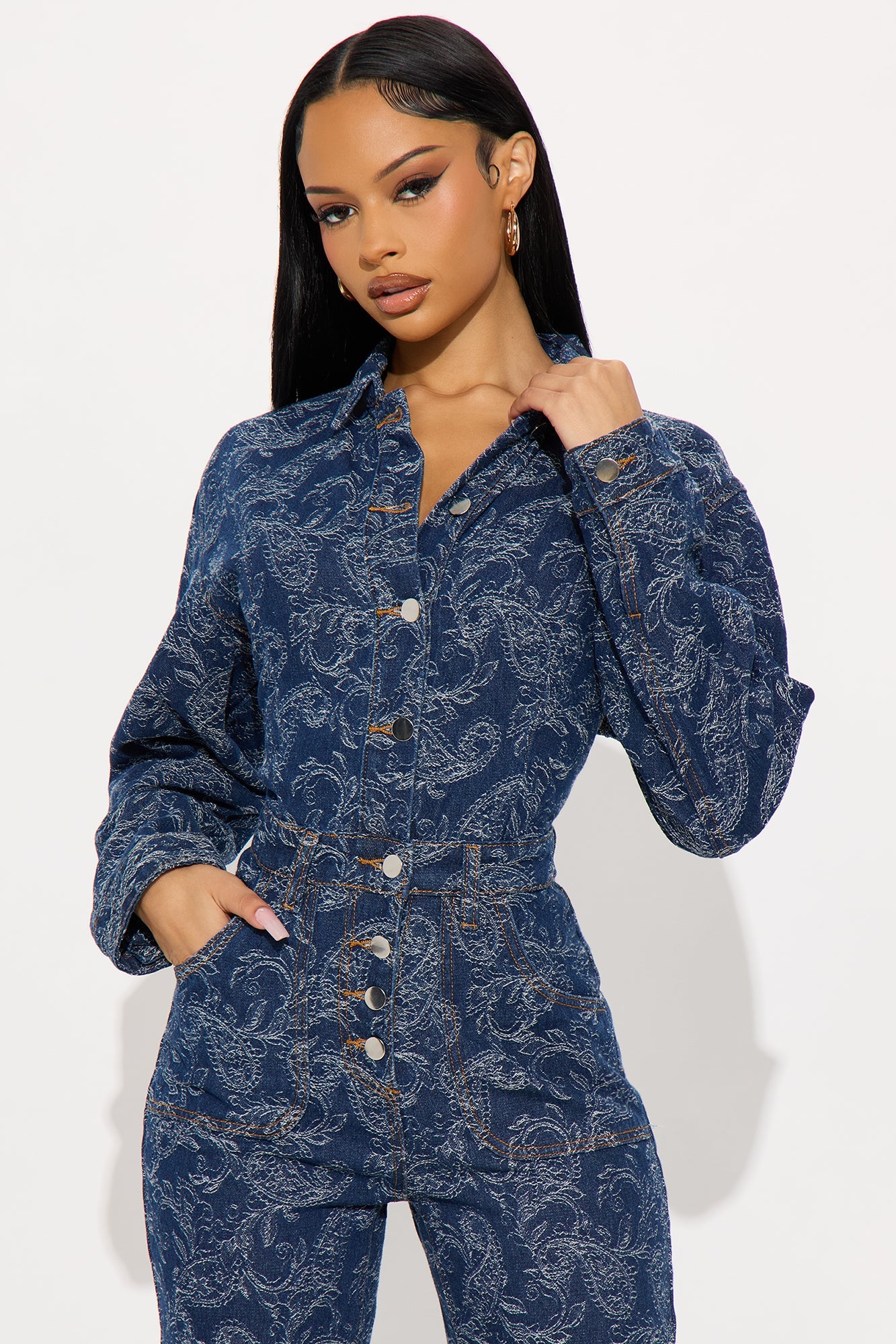Adeline Denim Flare Jumpsuit - Denim