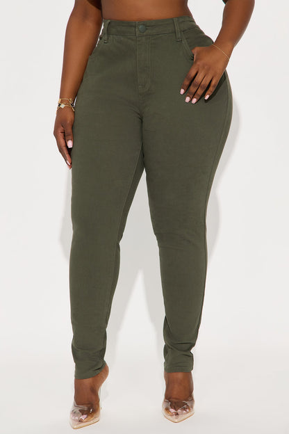 Skinny Uniform Pants - Military Green