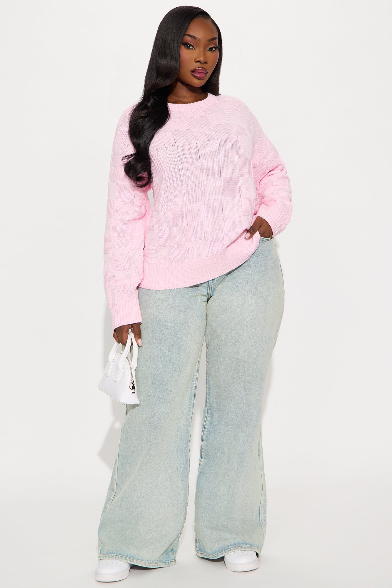 Lenny Checkered Sweater - Pink