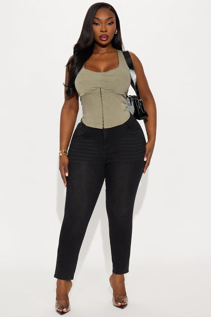 Coastal Breeze Corset Top - Olive