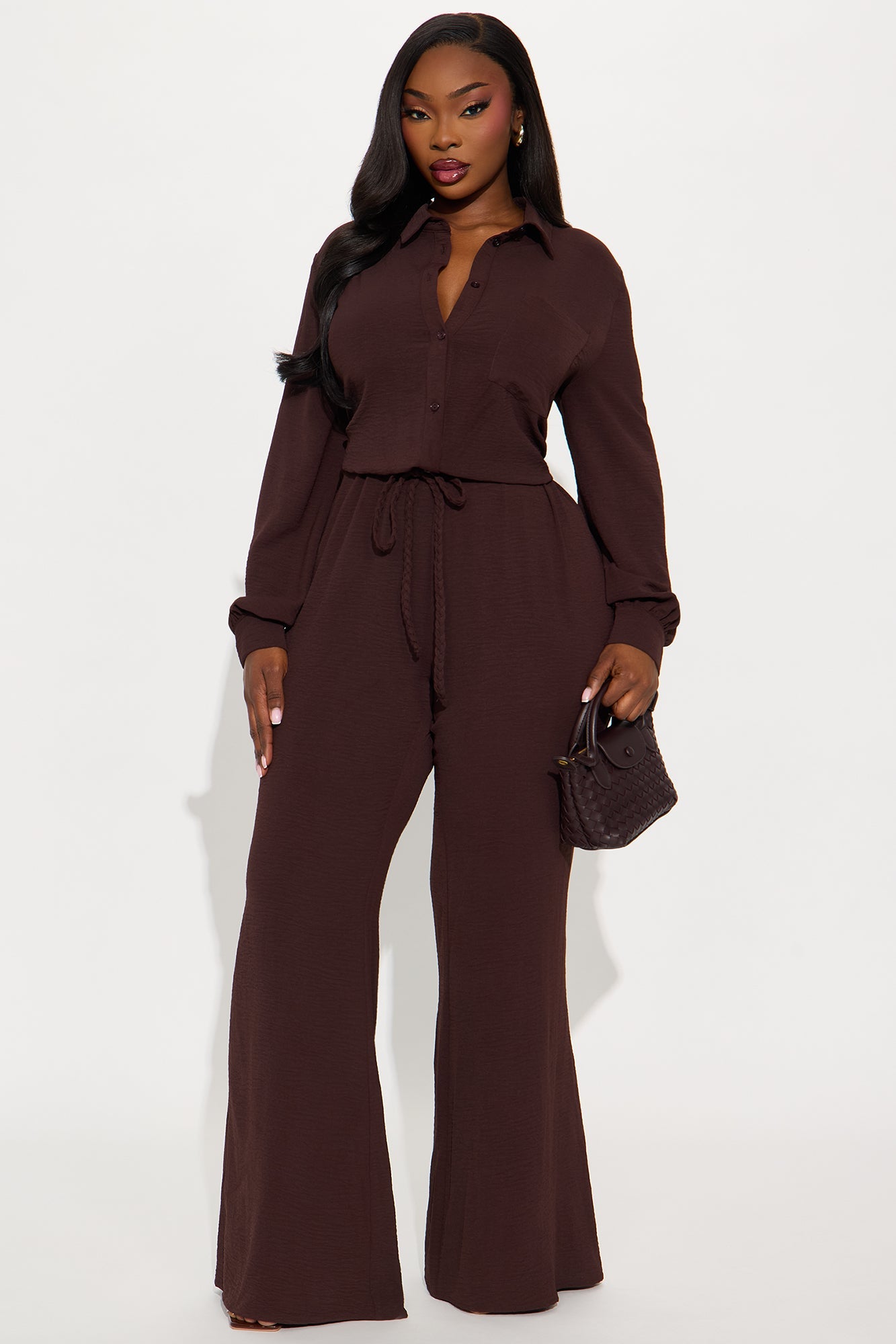 Myra Belted Jumpsuit - Chocolate