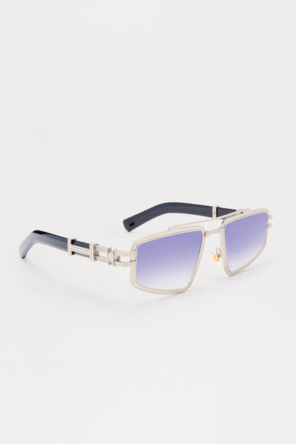 Engineered Aviator Metal Frame Sunglasses - Black/Silver