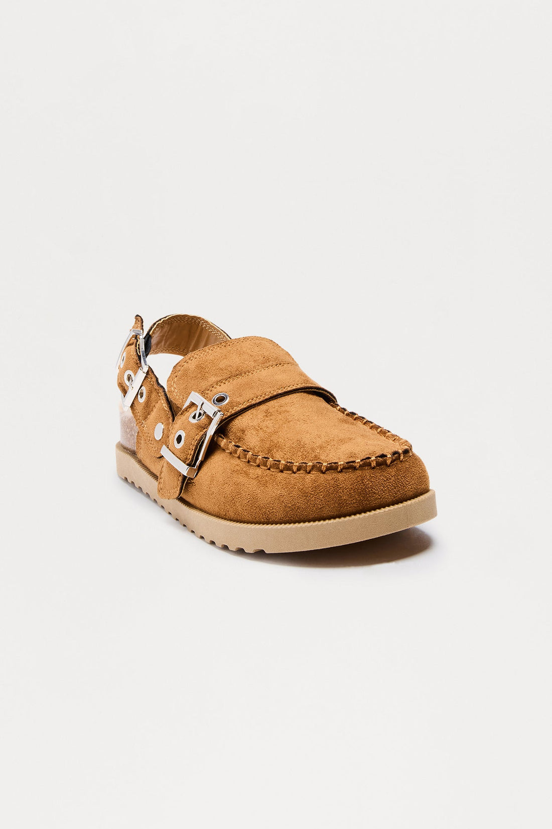 Brock Faux Fur Lined Buckle Slides - Camel