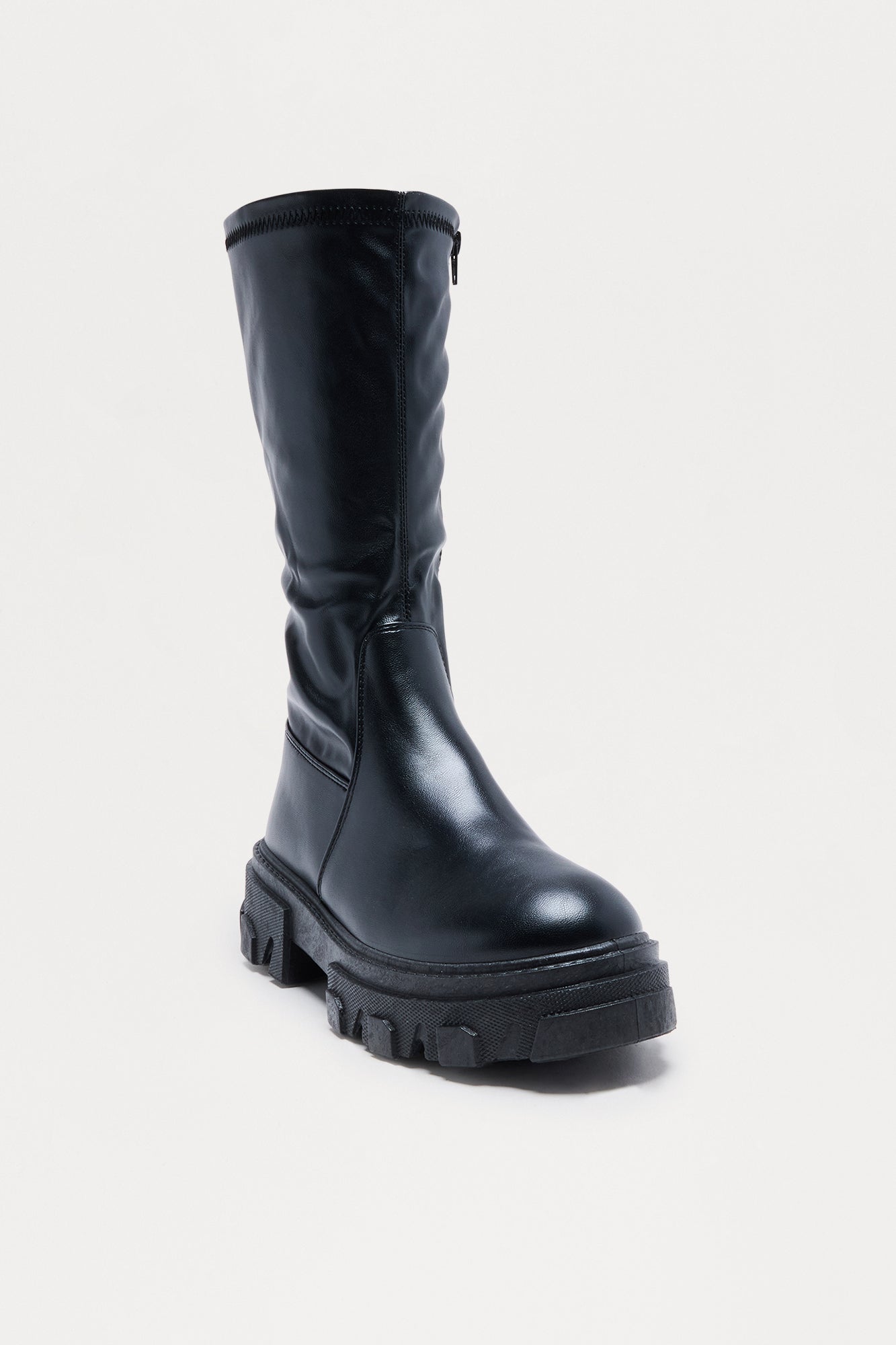 Shale Faux Leather Boots - Black