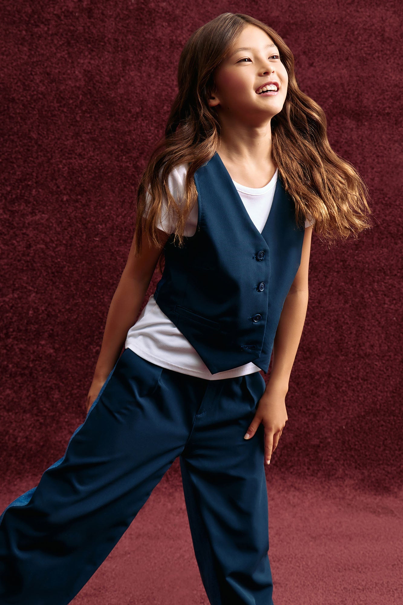 Mini Sasha Denim Mix Pant Set - Medium Wash