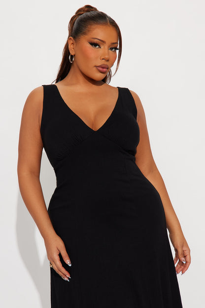 Daniella Stretch Linen Maxi Dress - Black