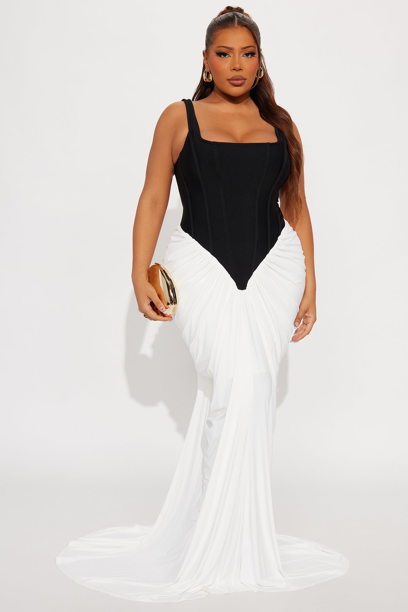 Sterling Draped Gown - Black/White