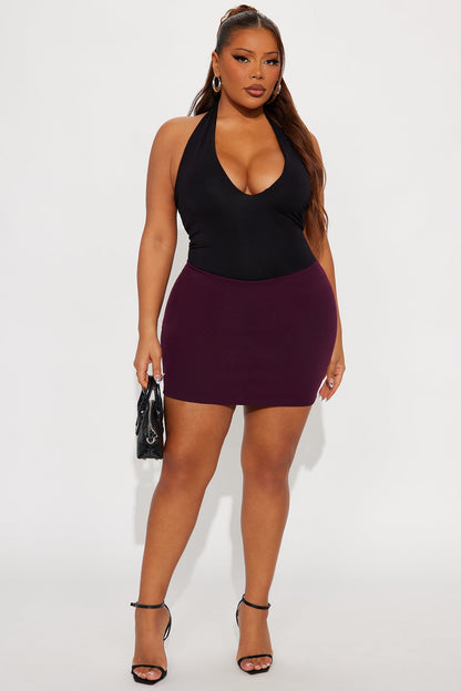 Mia Crepe Micro Mini Skort - Burgundy