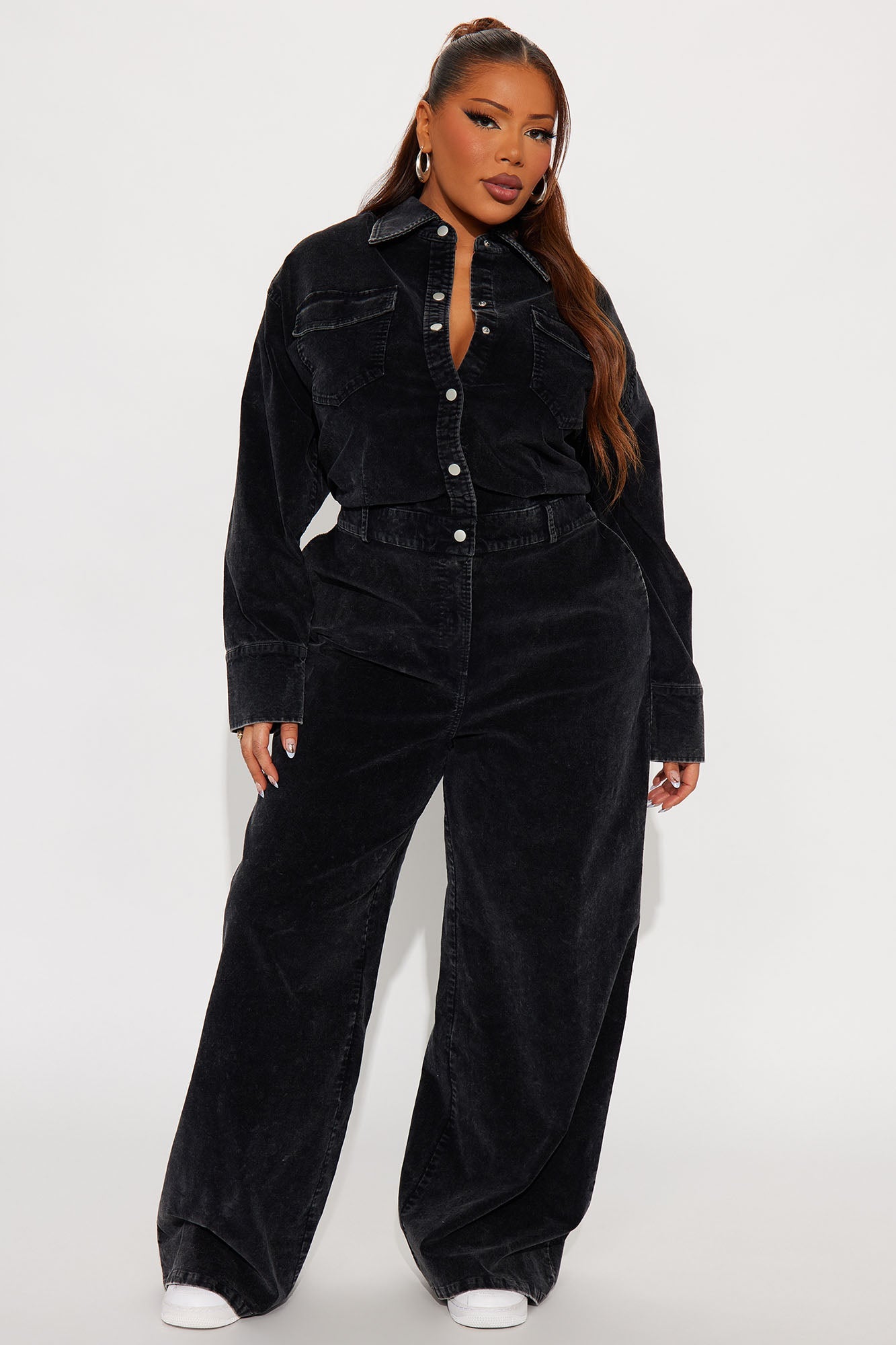 Ready For Anything Washed Corduroy Jumpsuit - Black
