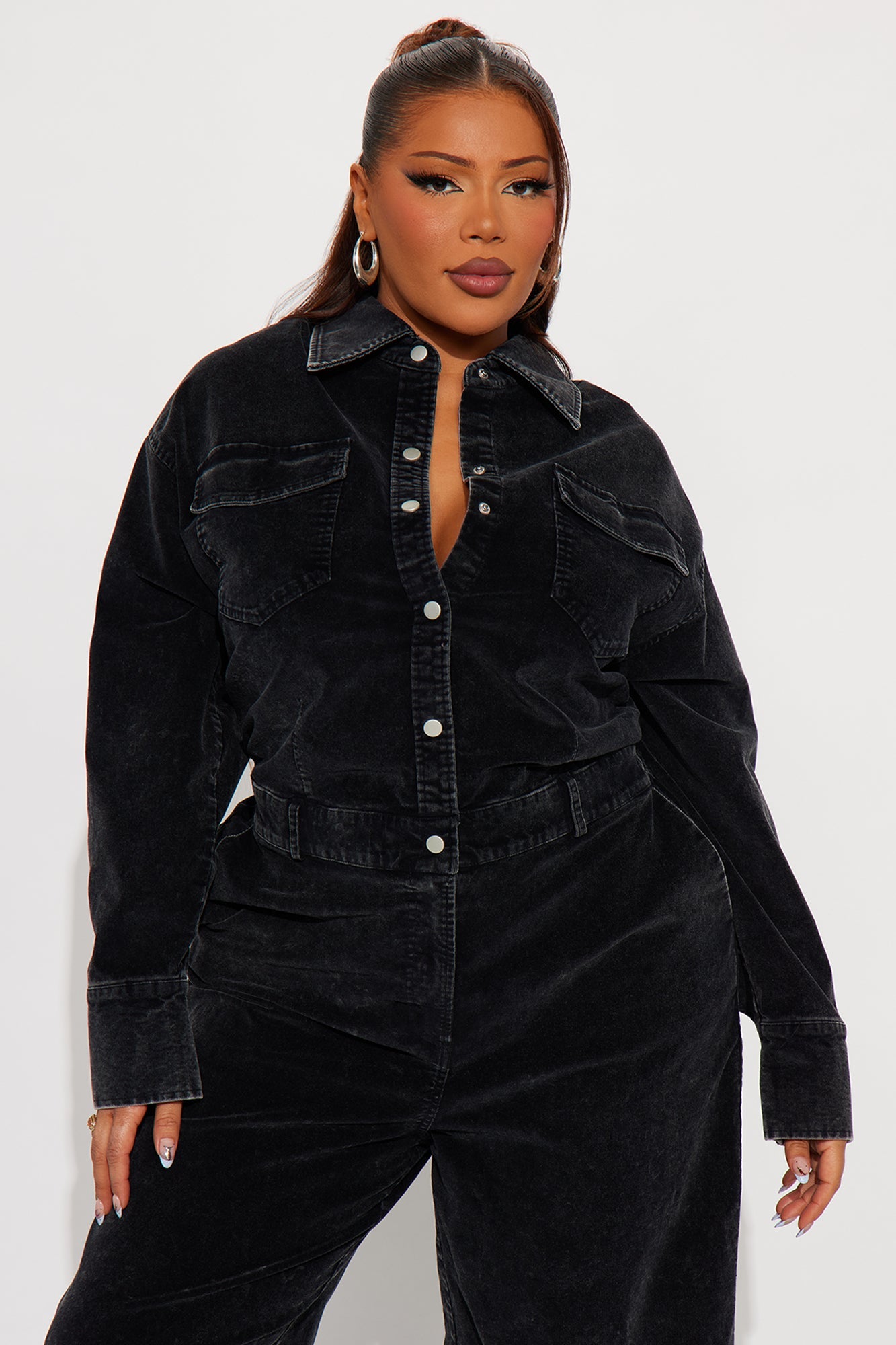 Ready For Anything Washed Corduroy Jumpsuit - Black