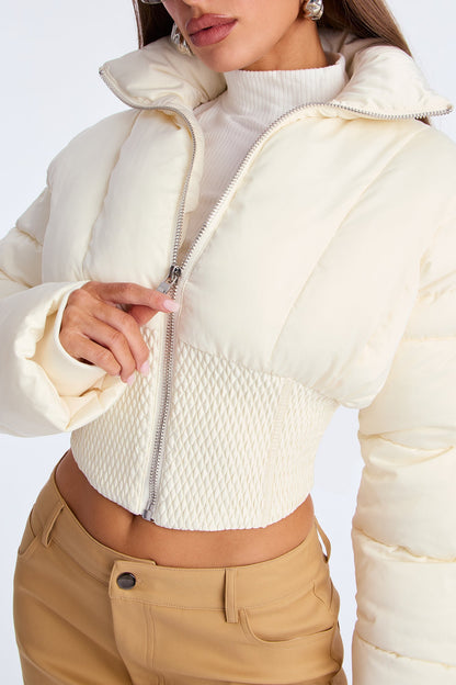 Body Language Corset Puffer Jacket - Cream