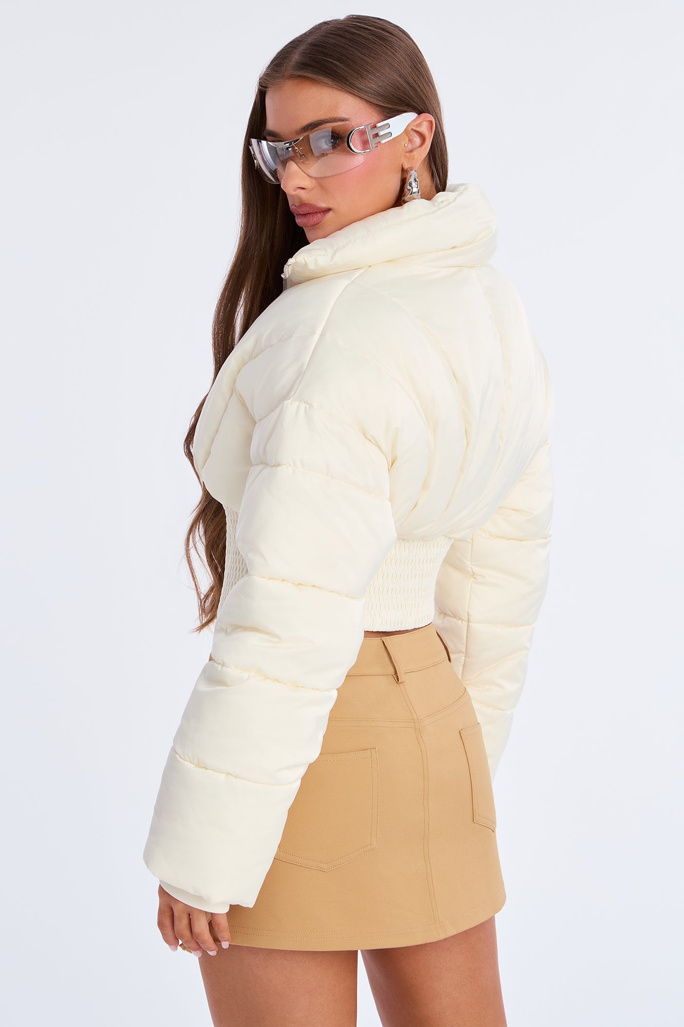 Body Language Corset Puffer Jacket - Cream