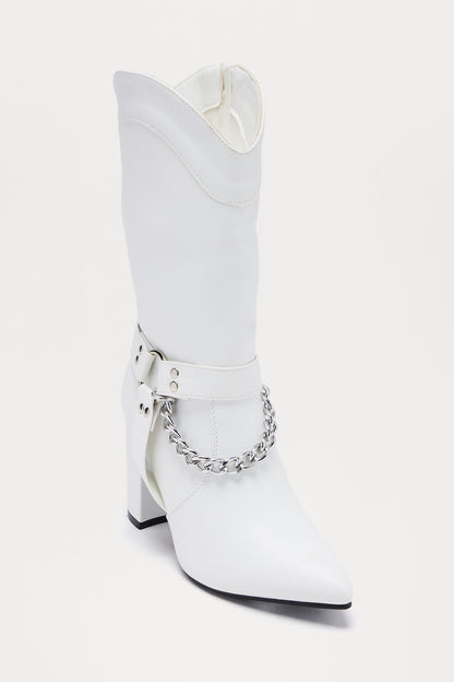 Thor Chain Hardware Boots - White