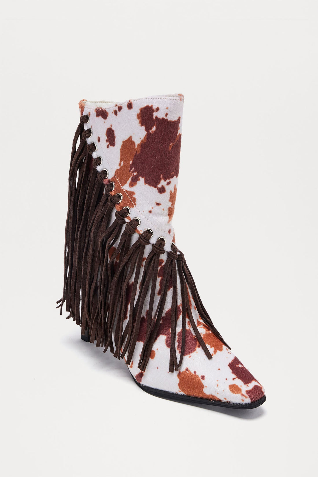 Dolly Fringe Booties - Brown/combo