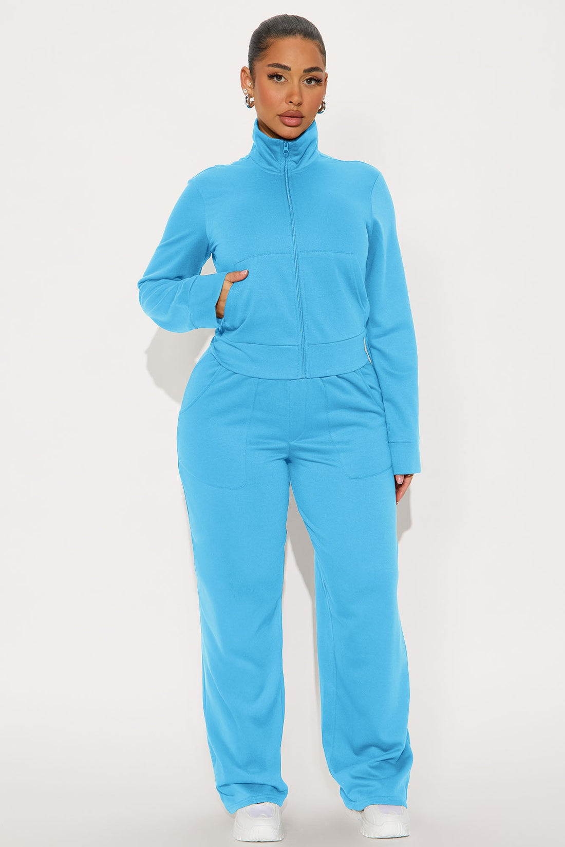 Blake Zip Up Fleece Pant Set - Blue