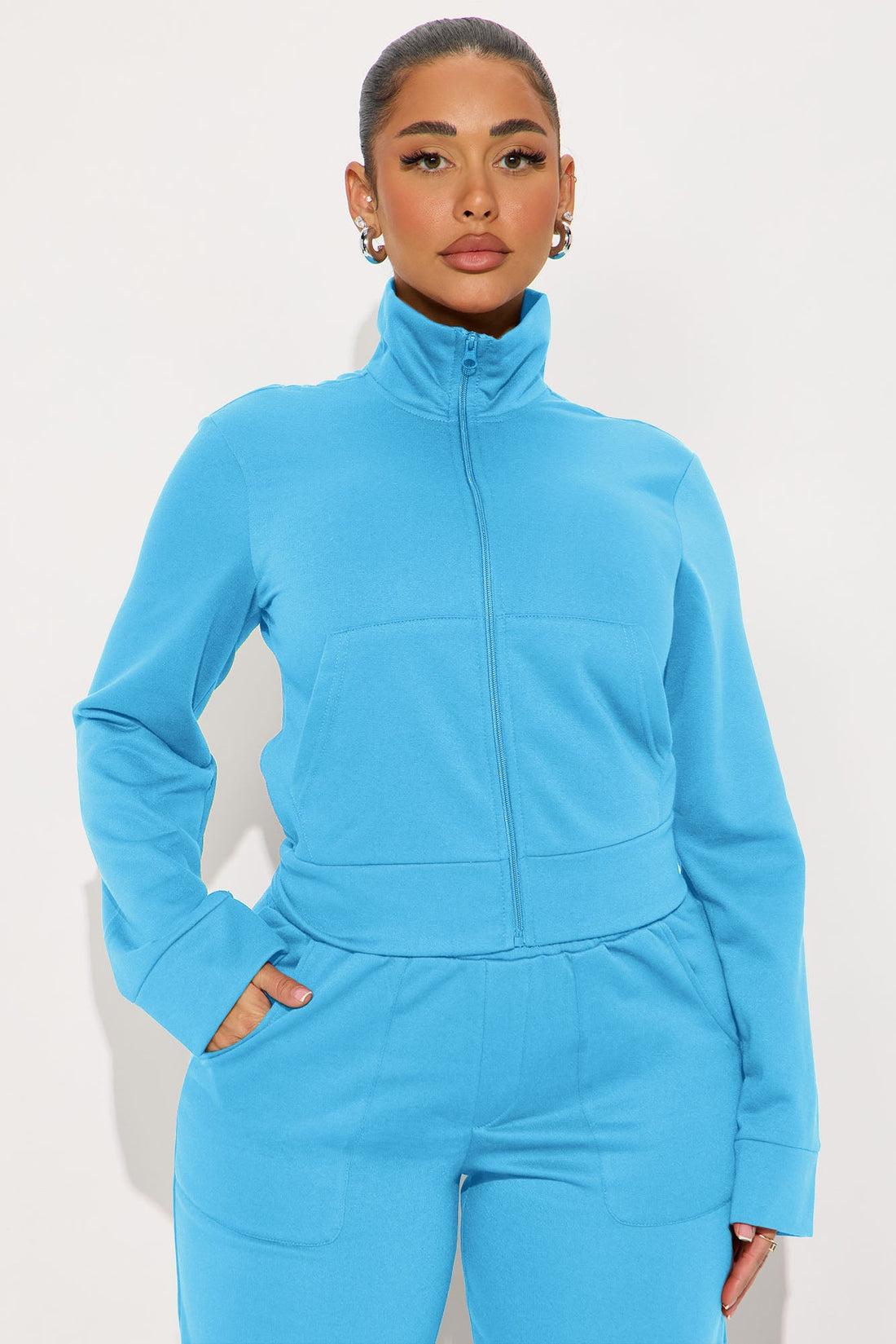 Blake Zip Up Fleece Pant Set - Blue