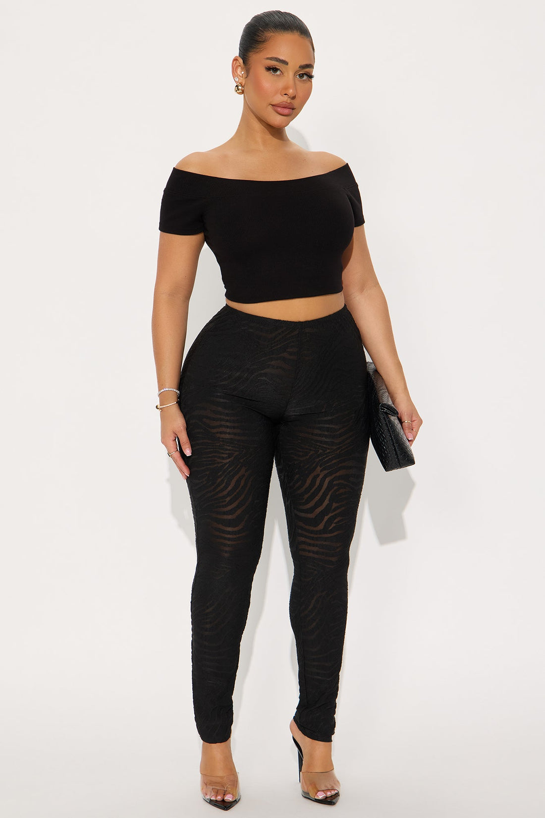 Eden Flocked Mesh Zebra Legging - Black