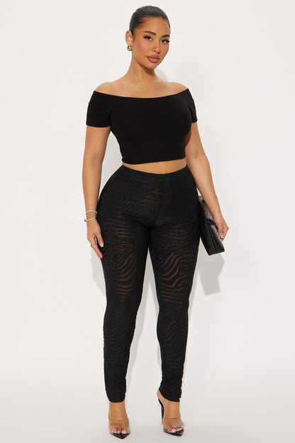 Eden Flocked Mesh Zebra Legging - Black