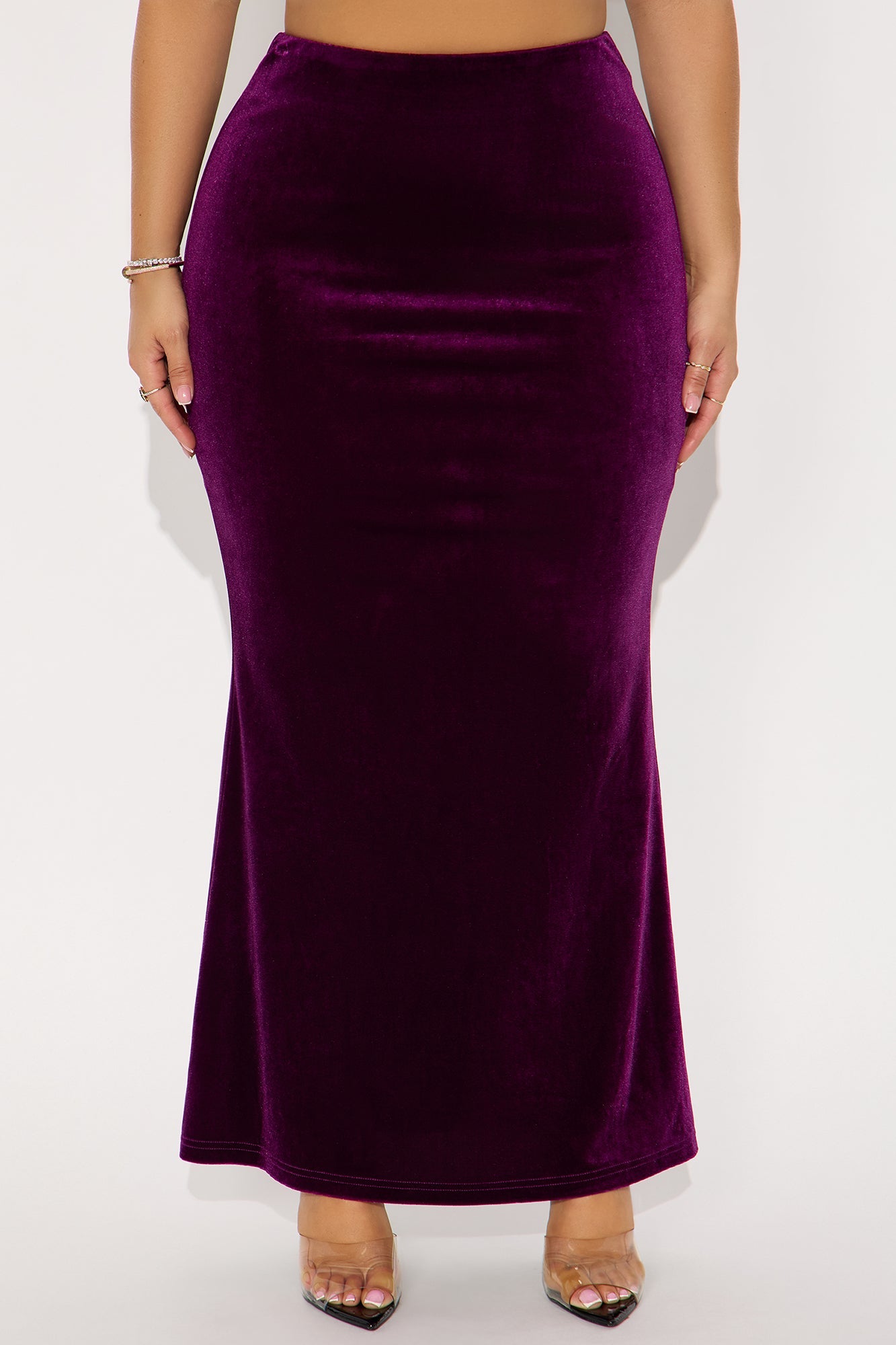 Ramona Velvet Mermaid Maxi Skirt - Eggplant
