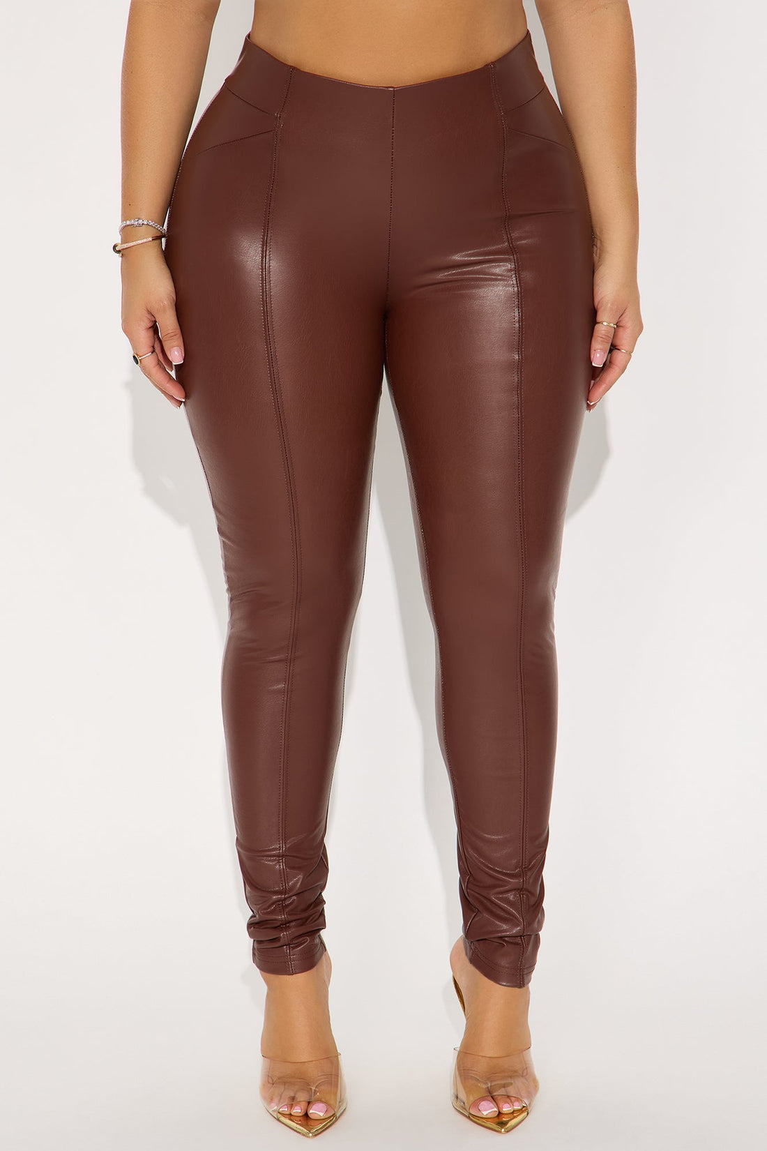 All Eyes On You Faux Leather Leggings - Chocolate