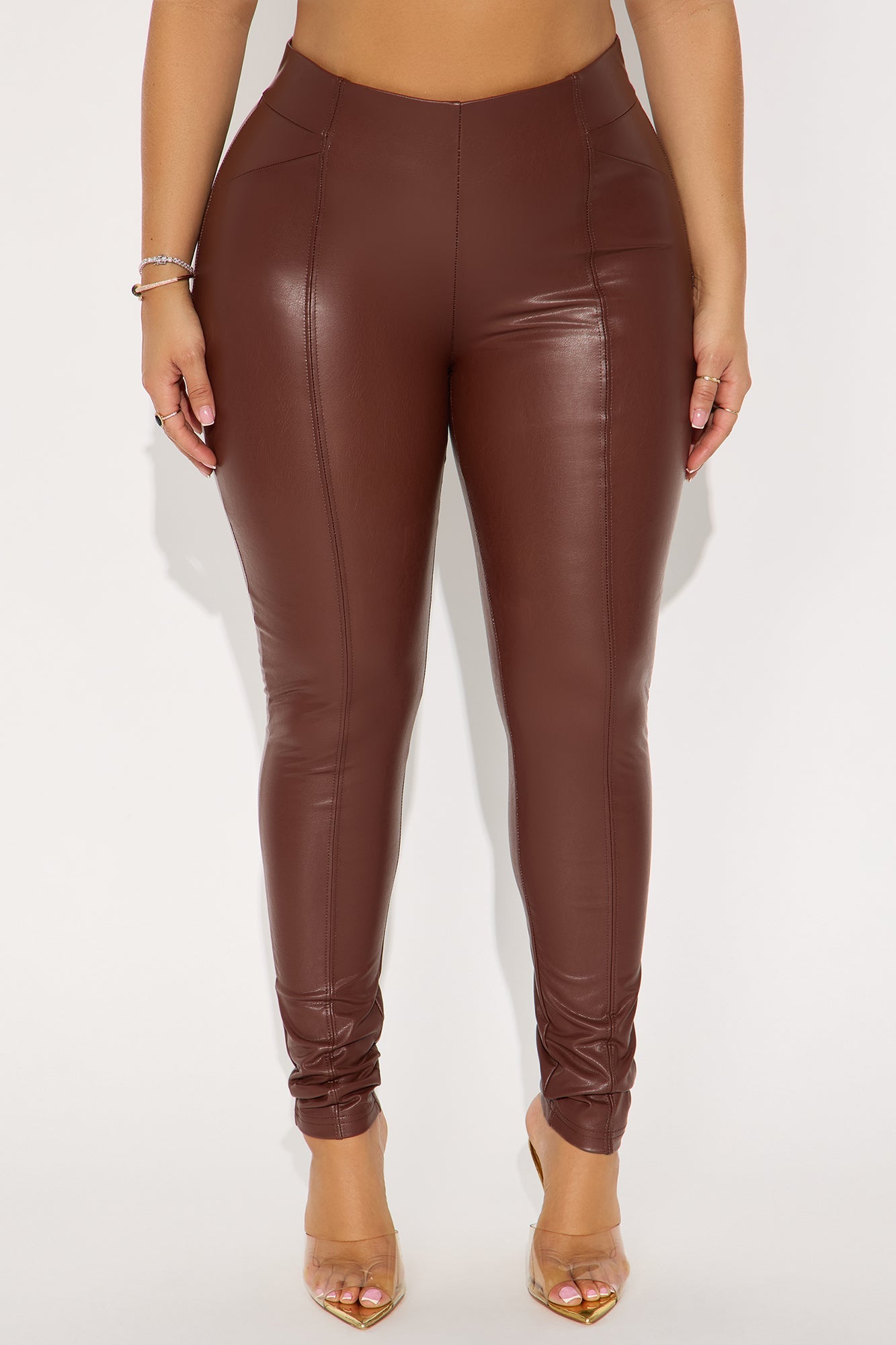 All Eyes On You Faux Leather Leggings - Chocolate