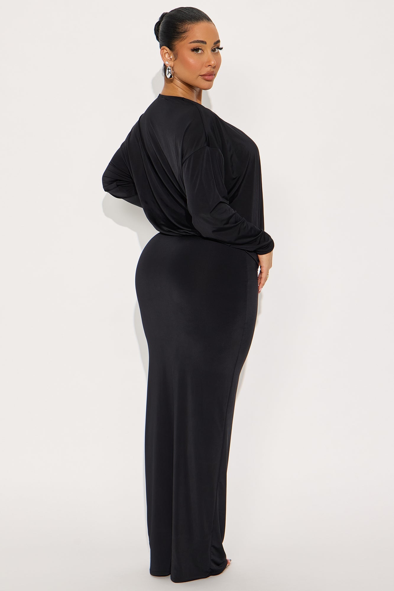 Best At It Long Sleeve Maxi Dress - Black